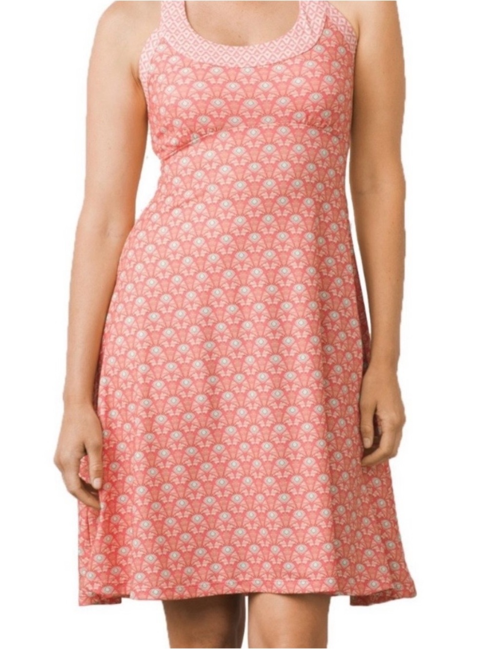 PRANA Coral Pink Patterned Sleeveless Dress